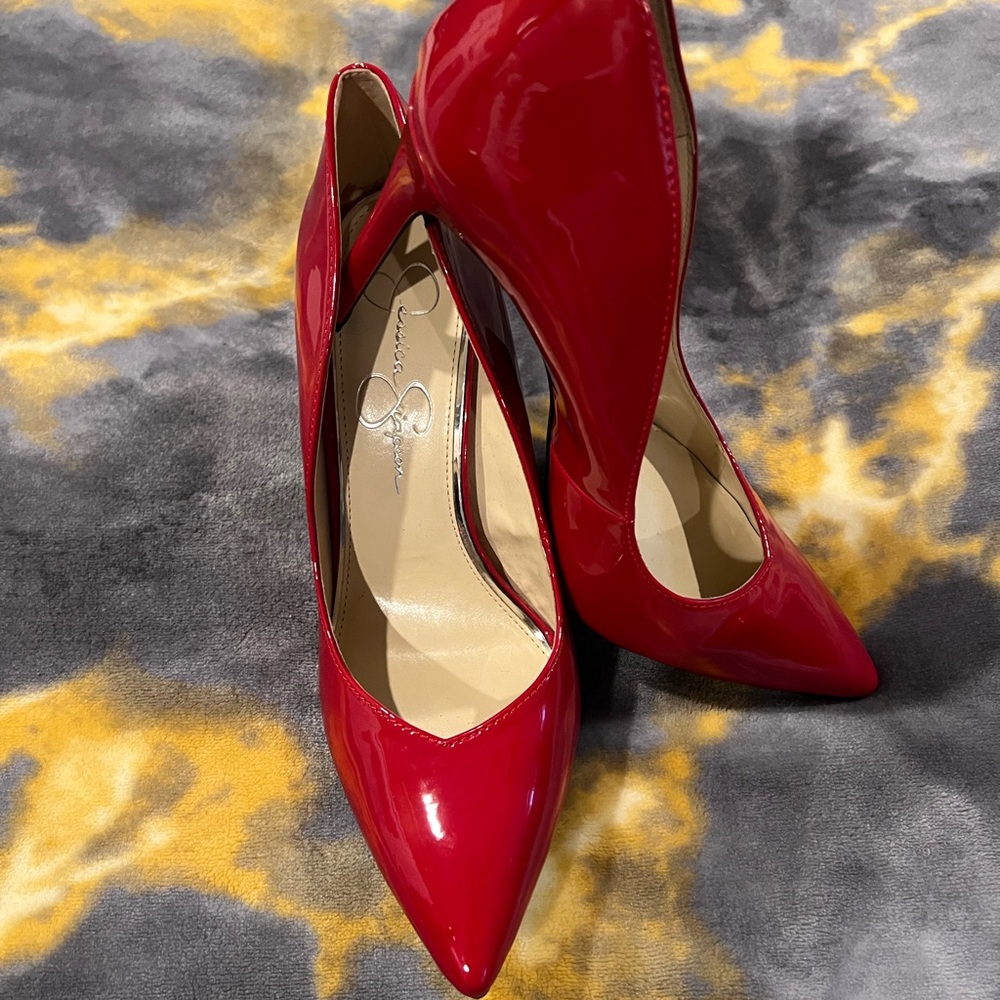 Glossy Red High Heeled Stiletto Pumps